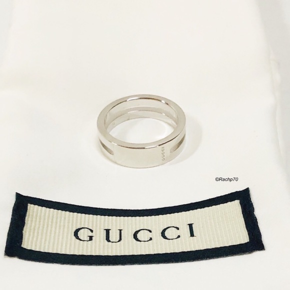 New Authentic GUCCI Trademark Ring w/ Cut Out Band - Picture 5 of 8
